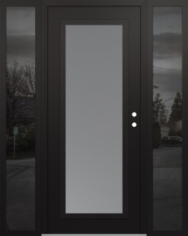 Diamond C1 60" x 80" black/white frosted Glass Panel black LHI with 2 Sidelites mirrored Glass
