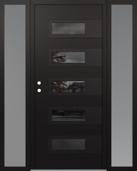 Diamond D3 64" x 80" black/black mirrored Glass Panel black RHI with 2 Sidelites frosted Glass