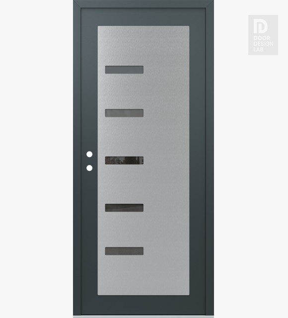 Modern Steel Front Door Diamond C8 36" x 80" anthracite/anthracite mirrored Glass Panel stainless steel RHI