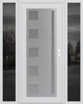 Diamond C3 68" x 80" white/white frosted Glass Panel stainless steel LHI with 2 Sidelites mirrored Glass