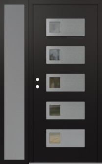 Diamond D2 52" x 80" black/black clear Glass Panel stainless steel RHI with Sidelite frosted Glass