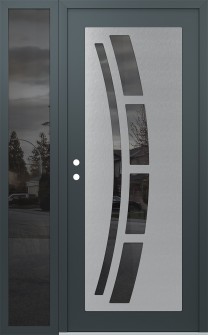 Diamond C12 52" x 80" anthracite/anthracite mirrored Glass Panel stainless steel RHI with Sidelite mirrored Glass