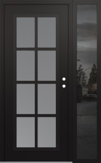 Diamond C16 50" x 80" black/white frosted Glass Panel black LHI with Sidelite mirrored Glass