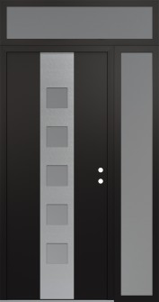 DIAMOND A13 50" X 96" BLACK/WHITE FROSTED GLASS PANEL STAINLESS STEEL LHI WITH SIDELITE AND TRANSOM FROSTED GLASS