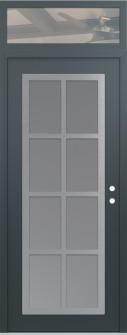 Diamond C16 36" x 96" anthracite/anthracite frosted Glass Panel stainless steel LHI with Transom clear Glass