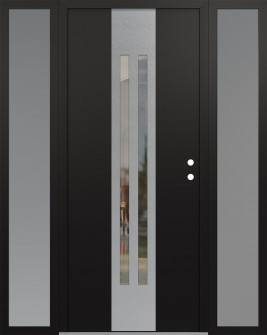 DIAMOND A8 64" X 80" BLACK/BLACK CLEAR GLASS PANEL STAINLESS STEEL LHI WITH 2 SIDELITES FROSTED GLASS
