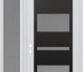 Modern Steel Front Door Diamond C10 50" x 96" white/white frosted Glass Panel black RHI with Sidelite and Transom frosted Glass