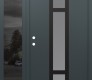 Modern Steel Front Door DIAMOND A9 52" X 80" ANTHRACITE/ANTHRACITE FROSTED GLASS PANEL BLACK RHI WITH SIDELITE MIRRORED GLASS