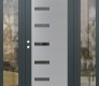 Modern Steel Front Door Diamond C8 64" x 80" anthracite/anthracite mirrored Glass Panel stainless steel RHI with 2 Sidelites clear Glass