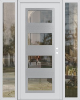 Diamond C2 64" x 80" white/white clear Glass Panel stainless steel LHI with 2 Sidelites clear Glass