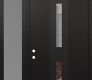 Modern Steel Front Door DIAMOND A6 50" X 96" BLACK/BLACK CLEAR GLASS PANEL BLACK RHI WITH SIDELITE AND TRANSOM FROSTED GLASS