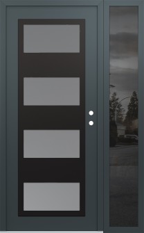 Diamond C2 48" x 80" anthracite/anthracite frosted Glass Panel black LHI with Sidelite mirrored Glass