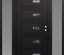 Modern Steel Front Door Diamond D7 68" x 80" black/black clear Glass Panel black LHI with 2 Sidelites frosted Glass