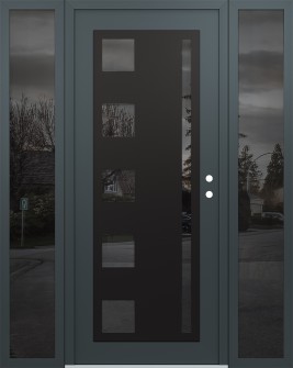 Diamond C3 64" x 80" anthracite/anthracite mirrored Glass Panel black LHI with 2 Sidelites mirrored Glass