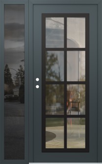 Diamond C16 48" x 80" anthracite/anthracite clear Glass Panel black RHI with Sidelite mirrored Glass