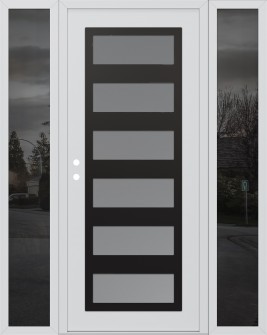 Diamond C9 68" x 80" white/white frosted Glass Panel black RHI with 2 Sidelites mirrored Glass
