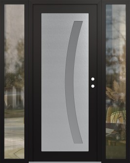 Diamond C4 68" x 80" black/white frosted Glass Panel stainless steel LHI with 2 Sidelites clear Glass