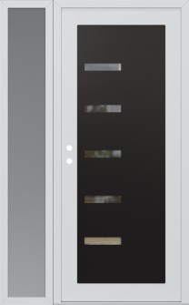 Diamond C8 52" x 80" white/white clear Glass Panel black RHI with Sidelite frosted Glass