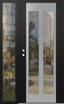 Diamond C14 48" x 80" black/black clear Glass Panel stainless steel RHI with Sidelite clear Glass