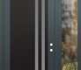Modern Steel Front Door Diamond C6 52" x 96" anthracite/anthracite frosted Glass Panel black LHI with Sidelite and Transom clear Glass