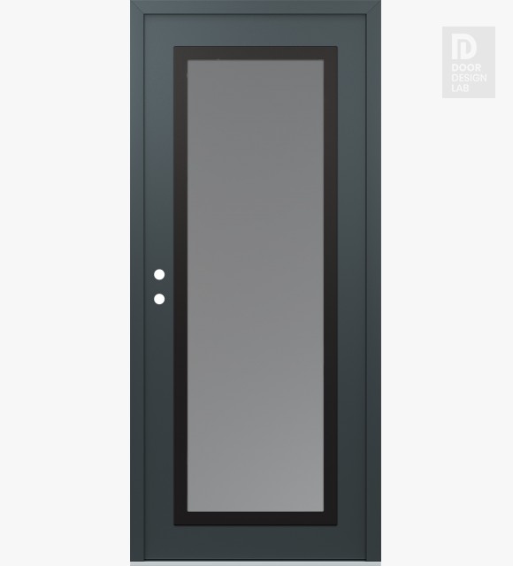 Modern Steel Front Door Diamond C1 36" x 80" anthracite/anthracite frosted Glass Panel black RHI