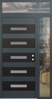 Diamond D9 48" x 96" anthracite/anthracite frosted Glass Panel black LHI with Sidelite and Transom clear Glass