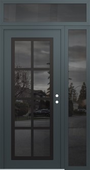 Diamond C16 52" x 96" anthracite/anthracite mirrored Glass Panel black LHI with Sidelite and Transom mirrored Glass