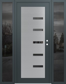 Diamond C8 64" x 80" anthracite/anthracite mirrored Glass Panel stainless steel LHI with 2 Sidelites mirrored Glass