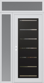 Diamond C11 50" x 96" white/white clear Glass Panel black RHI with Sidelite and Transom frosted Glass