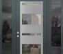 Modern Steel Front Door Diamond C10 60" x 96" anthracite/anthracite clear Glass Panel stainless steel RHI with 2 Sidelites and Transom mirrored Glass