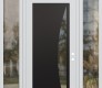 Modern Steel Front Door Diamond C13 60" x 96" white/white clear Glass Panel black LHI with 2 Sidelites and Transom clear Glass