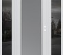 Modern Steel Front Door Diamond C1 60" x 80" white/white frosted Glass Panel stainless steel LHI with 2 Sidelites mirrored Glass