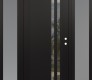 Modern Steel Front Door Diamond C6 64" x 80" black/black clear Glass Panel black LHI with 2 Sidelites frosted Glass