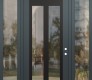 Modern Steel Front Door Diamond C14 64" x 96" anthracite/anthracite clear Glass Panel black LHI with 2 Sidelites and Transom clear Glass