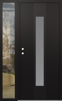 DIAMOND A1 52" X 80" BLACK/WHITE FROSTED GLASS PANEL BLACK RHI WITH SIDELITE CLEAR GLASS