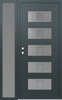 Diamond D8 50" x 80" anthracite/anthracite frosted Glass Panel stainless steel RHI with Sidelite frosted Glass