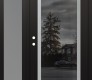 Modern Steel Front Door Diamond C1 50" x 80" black/black mirrored Glass Panel stainless steel RHI with Sidelite frosted Glass
