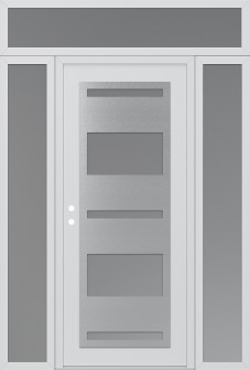 Diamond C10 60" x 96" white/white frosted Glass Panel stainless steel RHI with 2 Sidelites and Transom frosted Glass