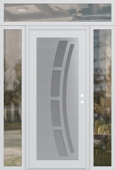 Diamond C12 60" x 96" white/white frosted Glass Panel stainless steel LHI with 2 Sidelites and Transom clear Glass