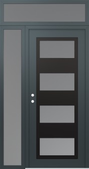 Diamond C2 52" x 96" anthracite/anthracite frosted Glass Panel black RHI with Sidelite and Transom frosted Glass