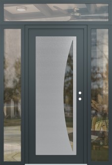 Diamond C13 60" x 96" anthracite/anthracite clear Glass Panel stainless steel LHI with 2 Sidelites and Transom clear Glass