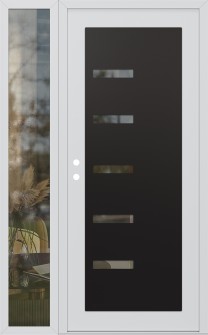 Diamond C8 48" x 80" white/white clear Glass Panel black RHI with Sidelite clear Glass