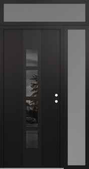 DIAMOND A10 48" X 96" BLACK/BLACK MIRRORED GLASS PANEL BLACK LHI WITH SIDELITE AND TRANSOM FROSTED GLASS