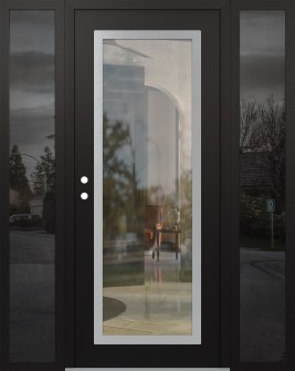 Diamond C1 60" x 80" black/black clear Glass Panel stainless steel RHI with 2 Sidelites mirrored Glass