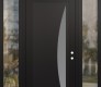 Modern Steel Front Door Diamond C13 68" x 96" black/white frosted Glass Panel black LHI with 2 Sidelites and Transom clear Glass