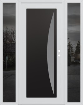 Diamond C13 68" x 80" white/white frosted Glass Panel black LHI with 2 Sidelites mirrored Glass