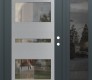 Modern Steel Front Door Diamond C10 48" x 80" anthracite/anthracite clear Glass Panel stainless steel LHI with Sidelite mirrored Glass