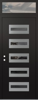 Diamond D4 36" x 96" black/black Mirrored Glass Panel stainless steel RHI with Transom clear Glass