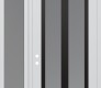 Modern Steel Front Door Diamond C14 50" x 96" white/white frosted Glass Panel black RHI with Sidelite and Transom frosted Glass
