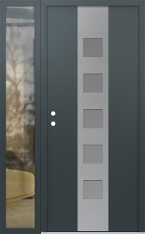 DIAMOND A13 50" X 80" ANTHRACITE/ANTHRACITE FROSTED GLASS PANEL STAINLESS STEEL RHI WITH SIDELITE CLEAR GLASS